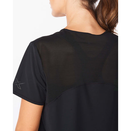 2XU Motion Mesh Tee t-shirt de course à pied noir pour femme detail dos