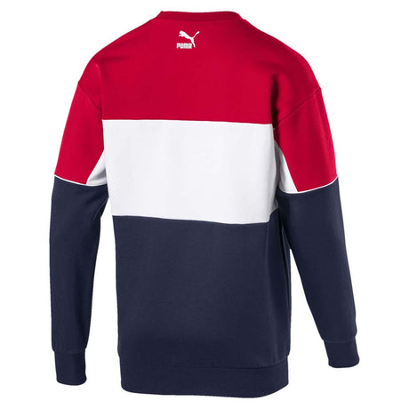 Chandail en molleton Puma Retro Crew Neck pour homme rouge bleu vue dos