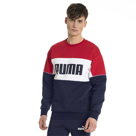 Chandail en molleton Puma Retro Crew Neck pour homme rouge bleu lv1