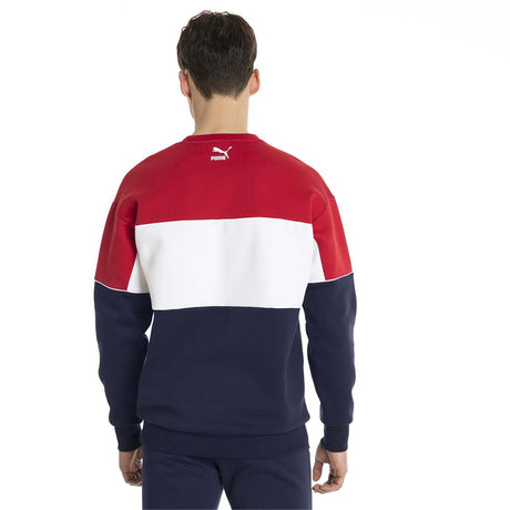 Chandail en molleton Puma Retro Crew Neck pour homme rouge bleu lv2