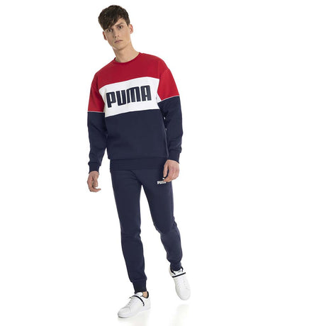 Chandail en molleton Puma Retro Crew Neck pour homme rouge bleu lv3