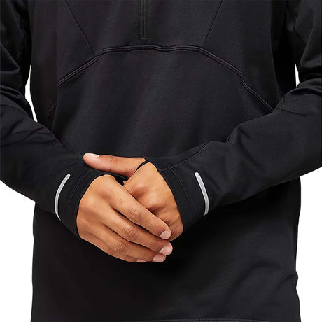 ASICS Lite-Show Winter chandail manches longues 1/2 zip de course à pied noir performance homme passe pouce