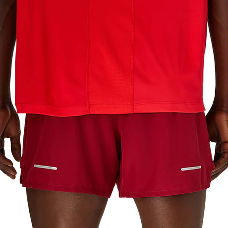 ASICS Road 5-Inch short de course burgundy homme details