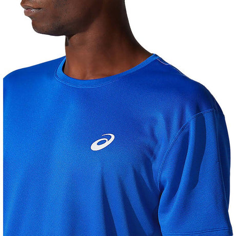 ASICS Silver T-shirt de course blue homme col