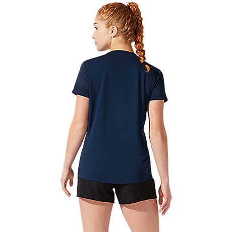 ASICS Silver t-shirt de course a pied a manches courtes french blue pour femme dos