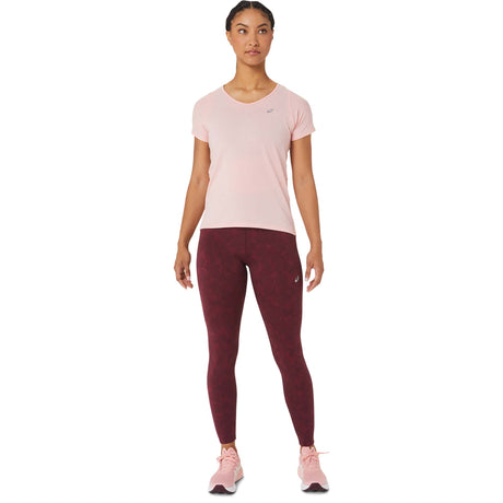 ASICS t-shirt mist a manches courtes a col en V pour femme - rose givrée face