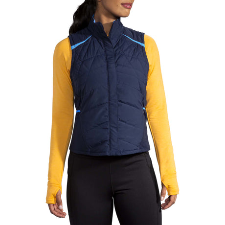 Brooks Shield Hybrid Veste sans manches de course à pied bleu marine femme face 2