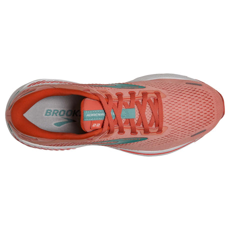 Brooks Adrenaline GTS 22 running femme empeigne  coral latigo bay white