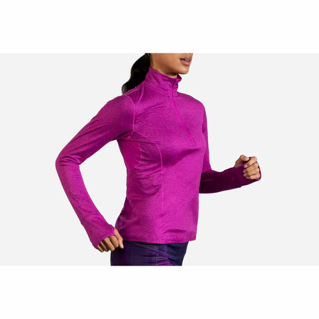 Brooks Dash 1/2 Zip chandail de course à pied pour femme - Heather Magenta - angle