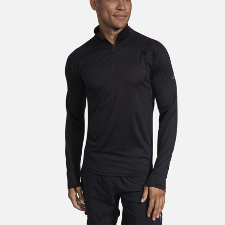 Chandail de course Brooks Dash demi-zip noir manches longues hommelive 3