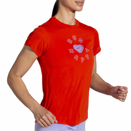 Brooks Distance Graphic T-shirt de course manches courtes pour femme - Jamberry / Love Run