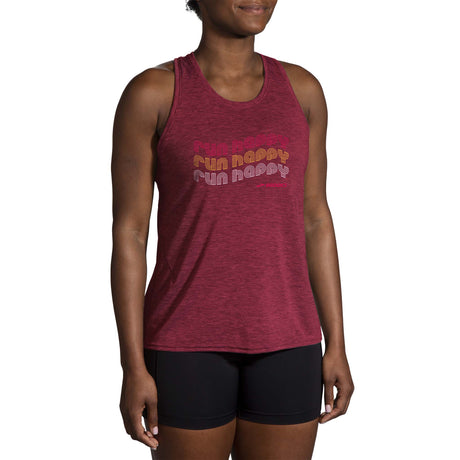 Brooks Distance Tank 2.0 camisole de course femme face -Heather Razzmatazz / Run Happy