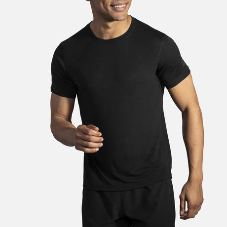 T-shirt Brooks DIstance de course a pied manches courtes noir pour homme action