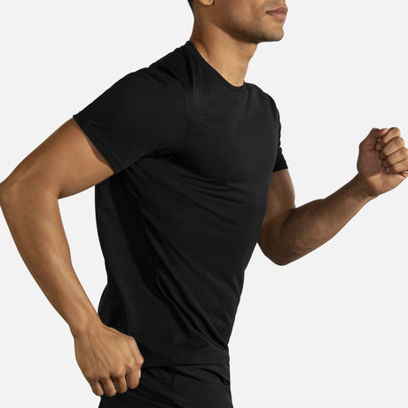 T-shirt Brooks DIstance de course a pied manches courtes noir pour homme action 2