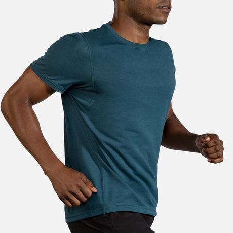 T-shirt Brooks DIstance de course a pied manches courtes heather alpine pour homme action