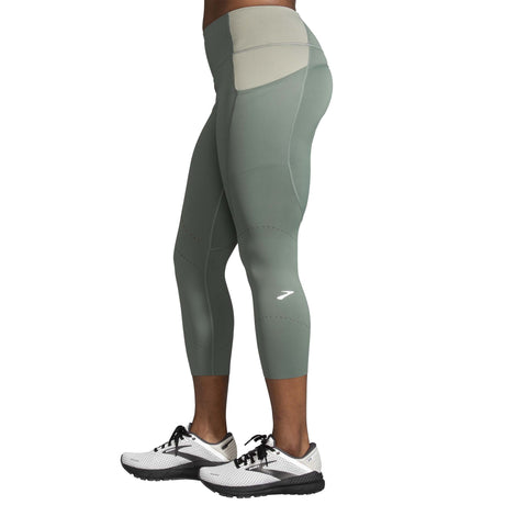 Brooks Method 3/4 Tight legging de course à pied femme lateral -Dark Pebble / Pebble