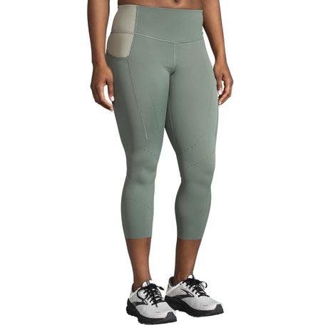 Brooks Method 3/4 Tight legging de course à pied femme face -Dark Pebble / Pebble