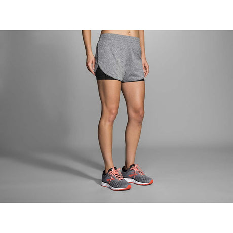 Brooks Rep 3" 2 in 1 short de course à pied asphalte chiné pour femme lv2