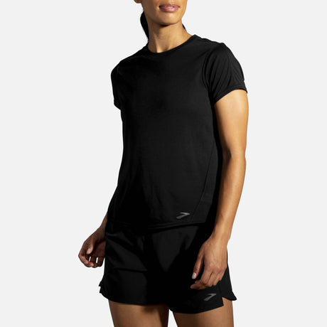 Brooks Distance t-shirt de course a manches courtes noir pour femme face 2