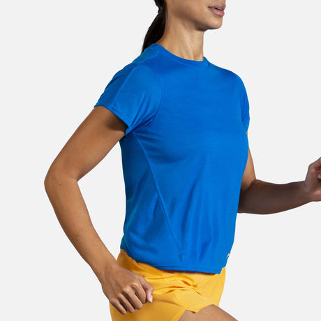 Brooks Distance t-shirt de course a manches courtes blue bolt pour femme action