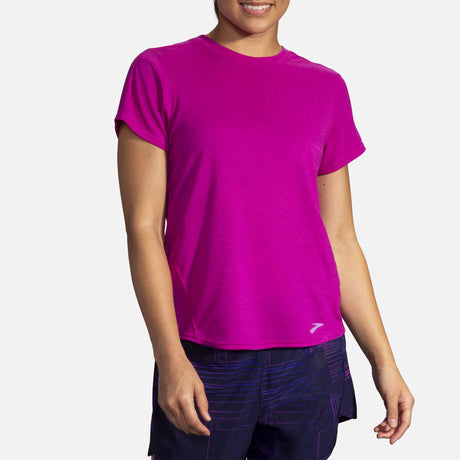 Brooks Distance t-shirt de course a manches courtes heather magenta pour femme face 2