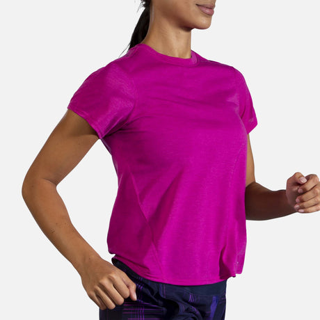 Brooks Distance t-shirt de course a manches courtes heather magenta pour femme action