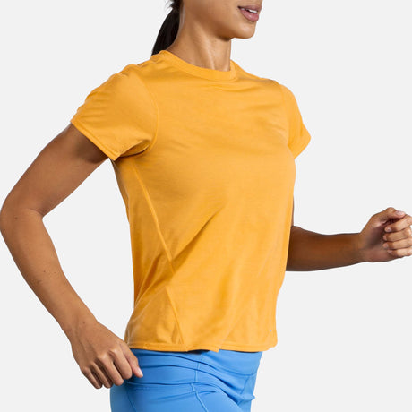 Brooks Distance t-shirt de course a manches courtes heather saffron pour femme action