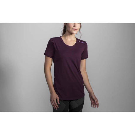 Brooks Distance T-shirt de course manches courtes femme pourpre lv