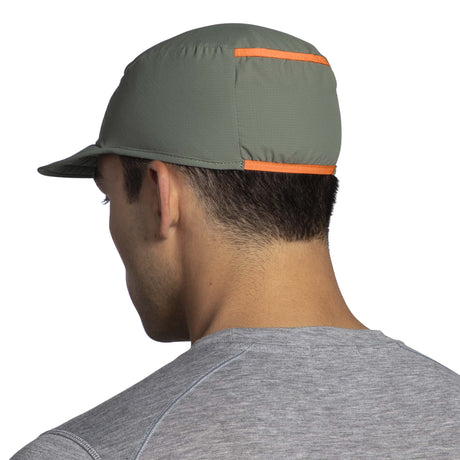 Brooks Lightweight Packable Hat casquette de course à pied dos -Dark Pebble / Live Wire