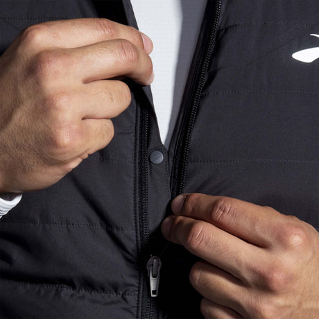 Brooks Shield Hybrid 2.0 Veste sans manches de course à pied noir homme detail fermeture