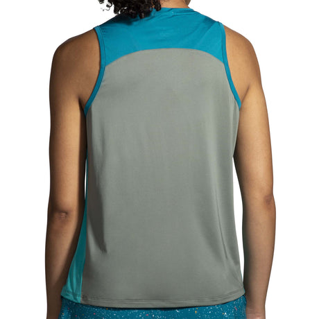 Brooks Sprint Free Tank 2.0 camisole de course femme dos- Dark Pebble/Lagoon/Nile Green