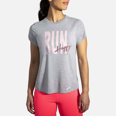 Brooks Distance Graphic T-shirt course heather ash femme face