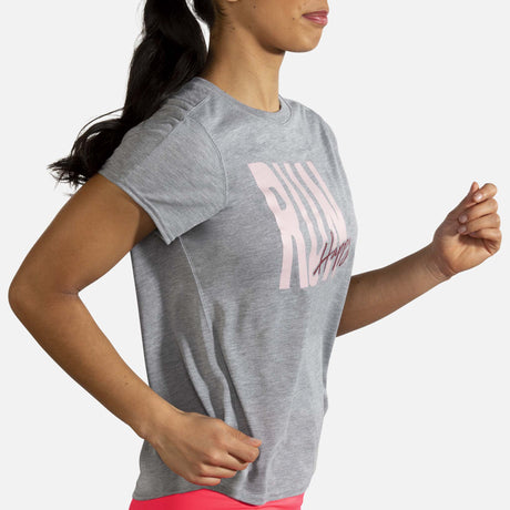 Brooks Distance Graphic T-shirt course heather ash femme action