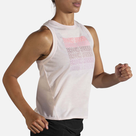 Brooks Distance Graphic Tank Top course rosewater femme action