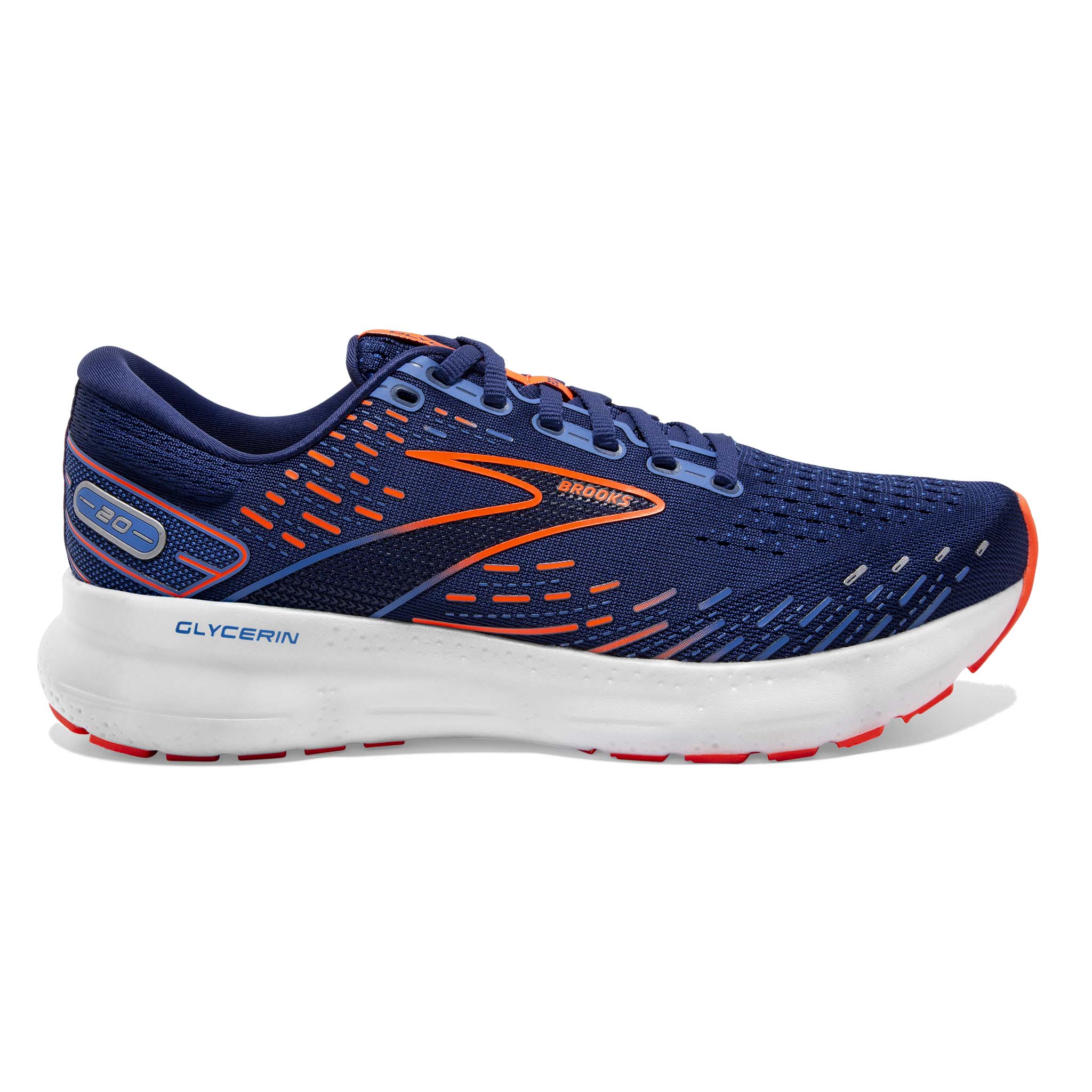 Brooks red shop white blue shoes