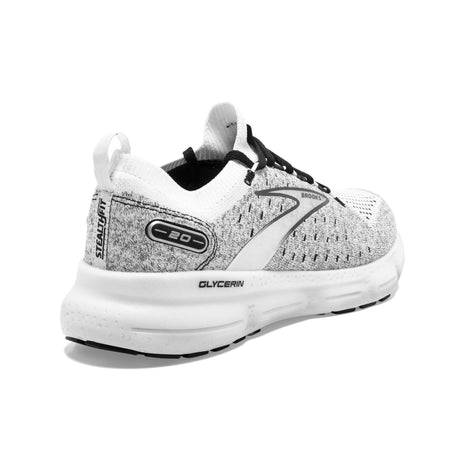 Brooks Glycerin StealthFit 20 running homme blanc gris noir talon