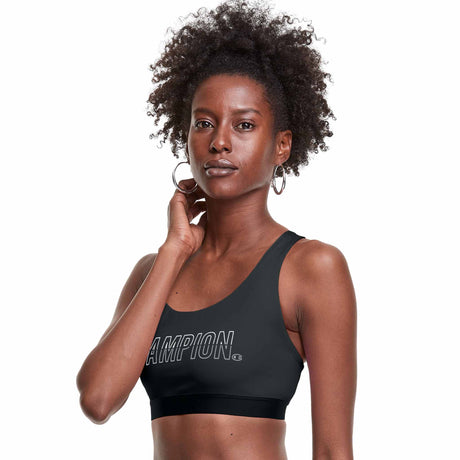 Champion Absolute Eco Sports Bra Graphic Outline Colorblock Logo soutien-gorge sport - Noir - angle