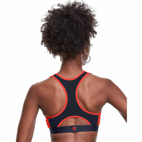 Champion Absolute Eco Sports Bra Graphic Outline Colorblock Logo soutien-gorge sport - Poppy Orange / Athletic Navy - Dos