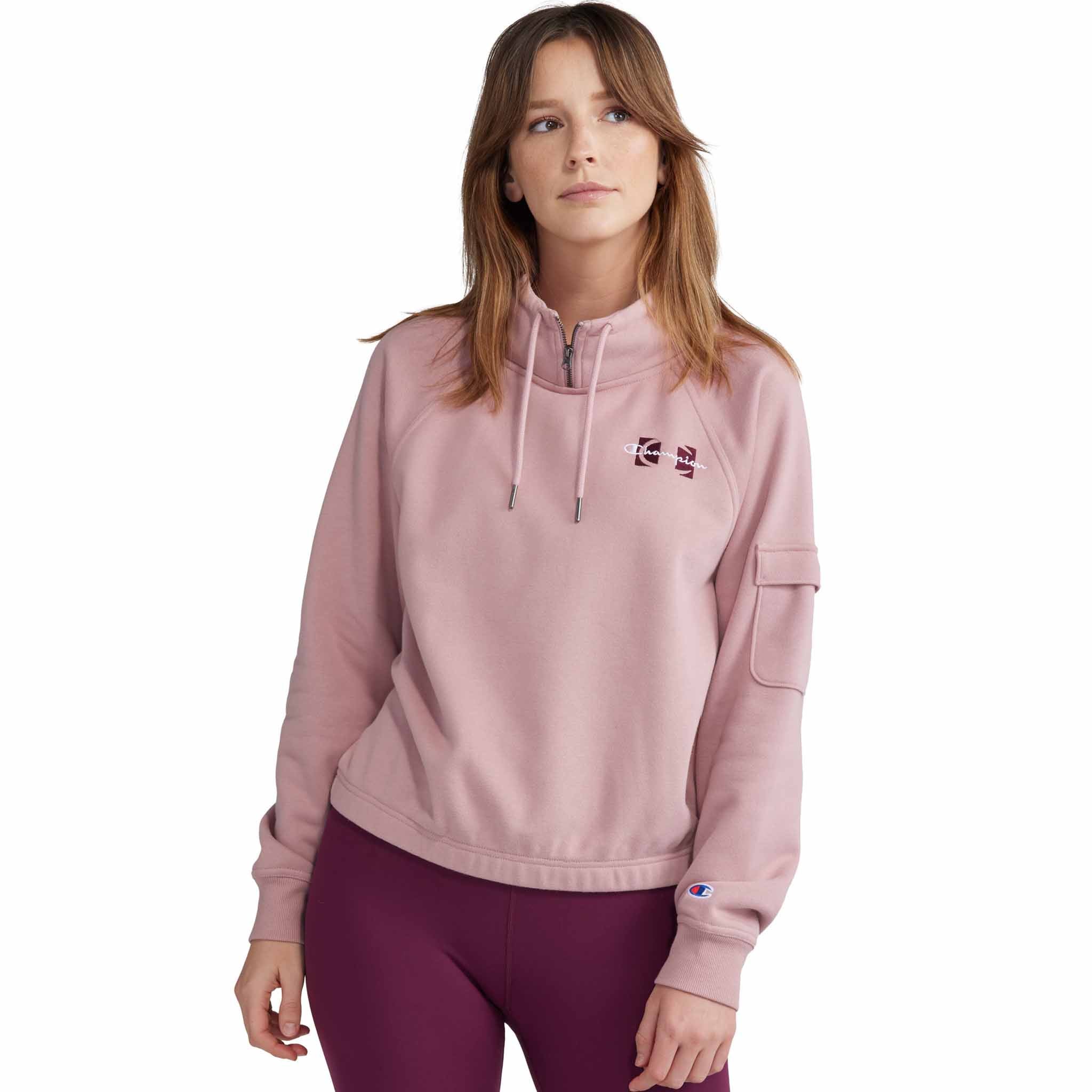 Sherpa lined hood campus clearance pullover pink