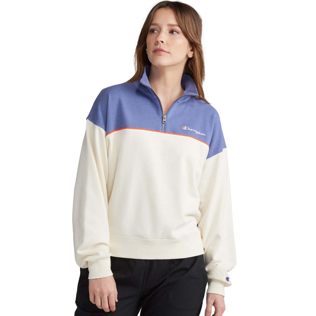 Champion Campus French Terry 1/2 Zip Mock Seven Seas Blue chandail pour femme 2