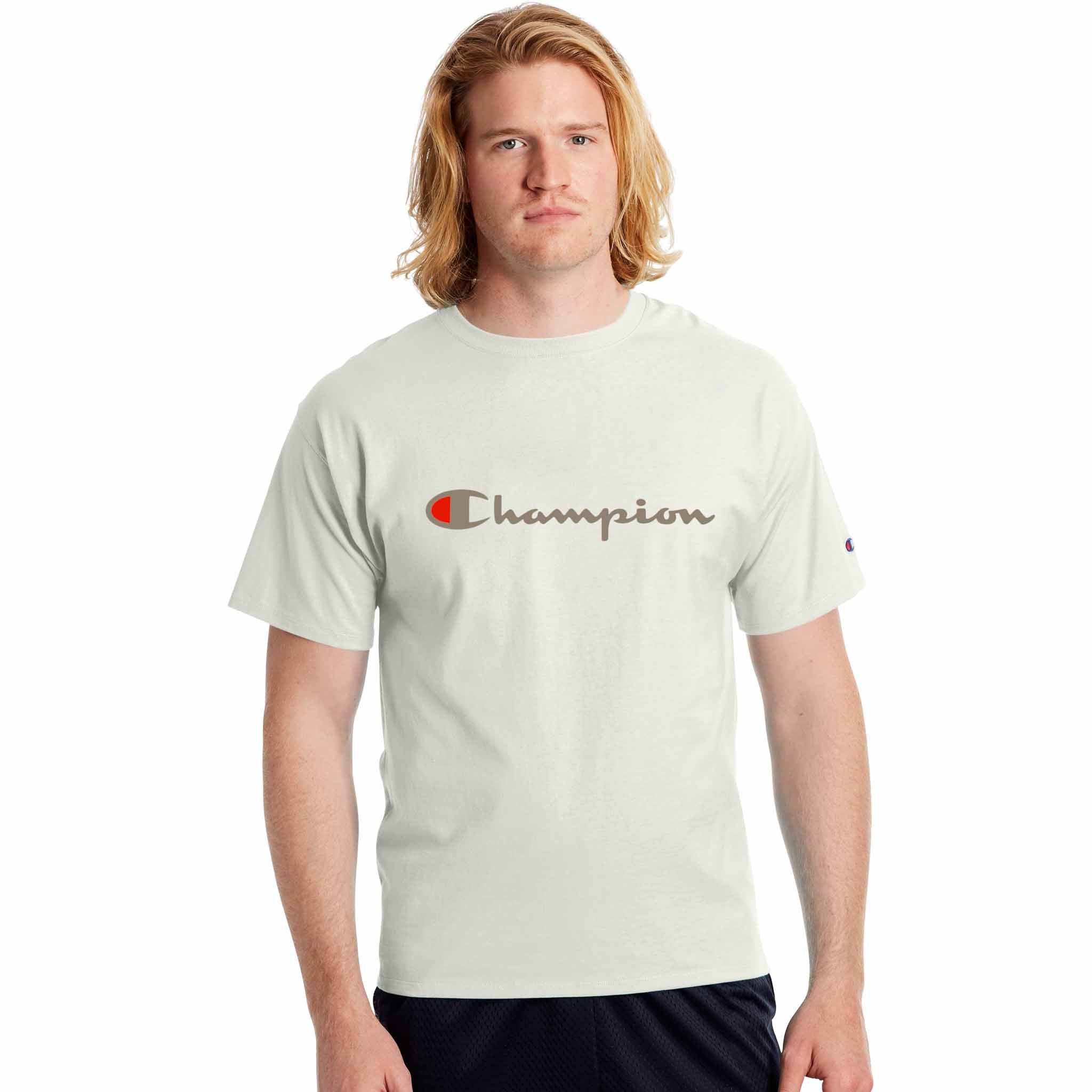 Champion men's script jersey hotsell graphic tee