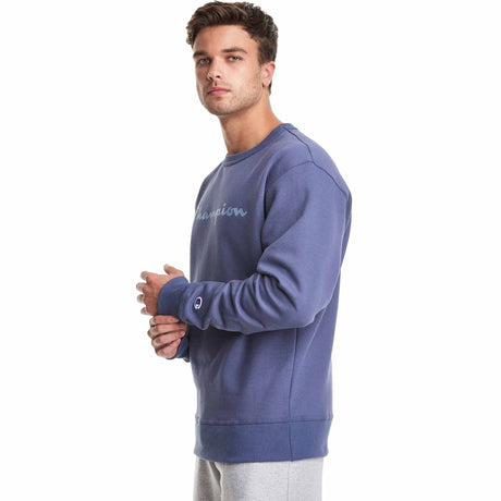 Champion Powerblend Graphic Crew Script Logo sweatshirt pour homme - Classic Sky Blue  - côté 2