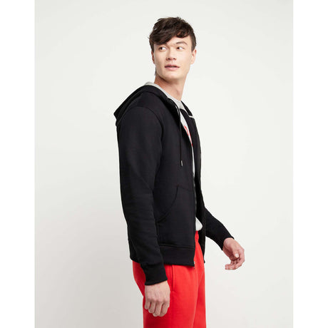 Champion Powerblend Graphic Hoodie à fermeture eclair noir homme lateral