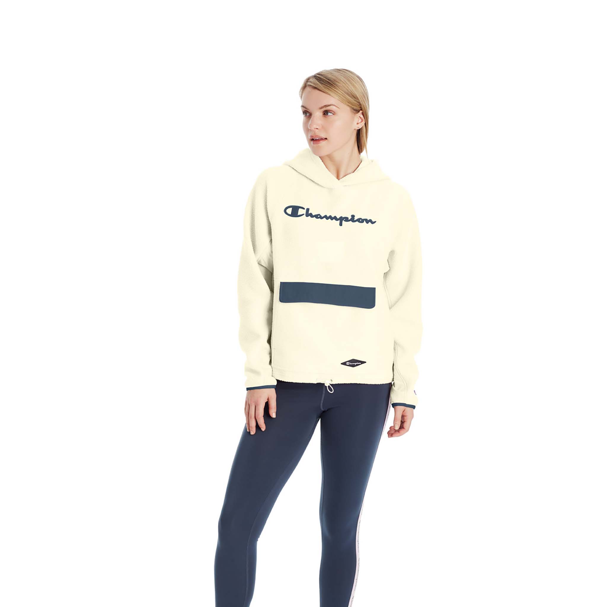 Champion logo hot sale sweatshirt womens