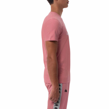 T-shirt Kappa Authentic Capurro slim pour homme Rose/Blanc côté