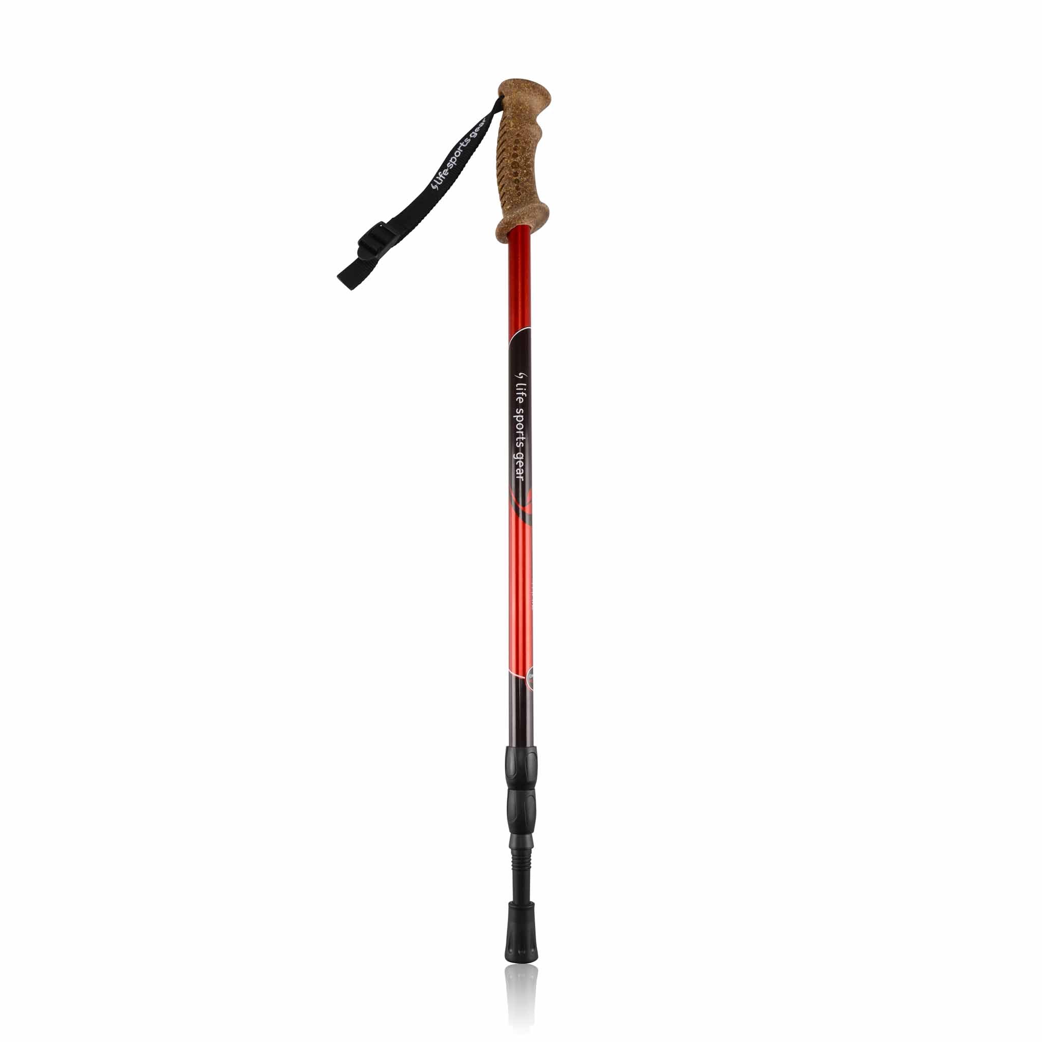 LIFE SPORTS GEAR Easy Trail Hiking Poles in Aluminum with Cork Grip,  Adjustable Lightweight Trekking Poles with Inner Lock Mechanism