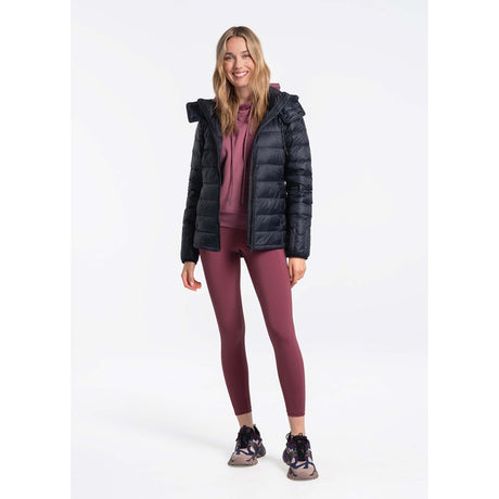 Lolë Emeline manteau en duvet avec capuchon pour femme - noir ouvert