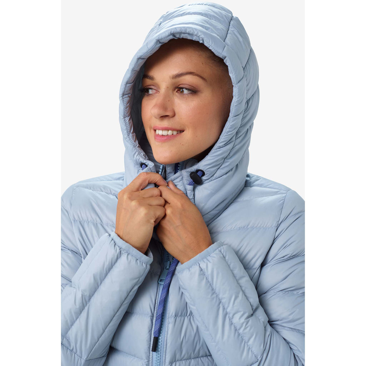 Lole manteau léger en duvet Emeline pour femme fog blue capuchon