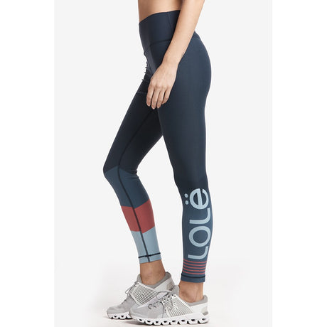 Lole Sierra ankle leggings blue anchor colorblock lat view