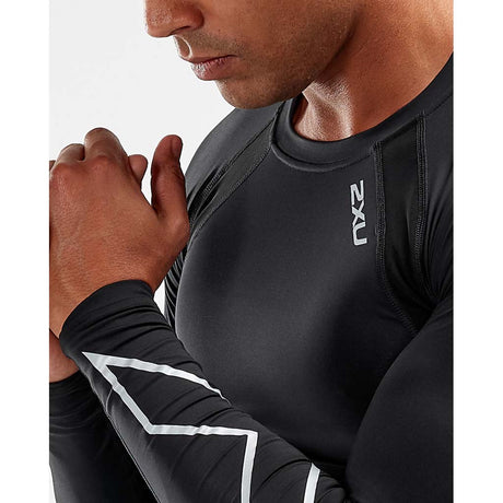 2XU chandail de compression manches longues sport noir argent pour homme cu